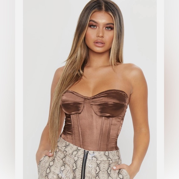 PrettyLittleThing Tops - NWT Pretty little thing brown corset top